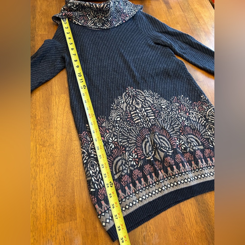Anthropologie Moth Wool & Alpaca Blend Tunic Sweater | XS | Fair Isle Cowl Neck - Picture 6 of 10